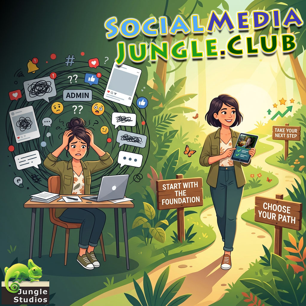 Small business owner moving from social media overwhelm to a clearer SMJC path